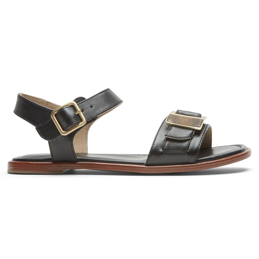 Rockport Women's Total Motion Zadie Buckle Sandals - Black - USA (9102SOMRK)